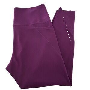 Danskin Leggings Women's Large Purple High Waist Stud‎ Detail Yoga Stretch Fit